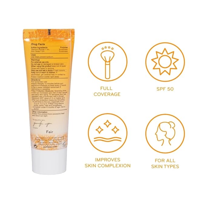 pūrlisse Youth Glow Vitamin C CC Cream SPF 50: Cruelty-Free & Clean, Paraben & Sulfate-Free, Full Coverage, Hydrates with Hyaluronic Acid | Fair 1.4oz