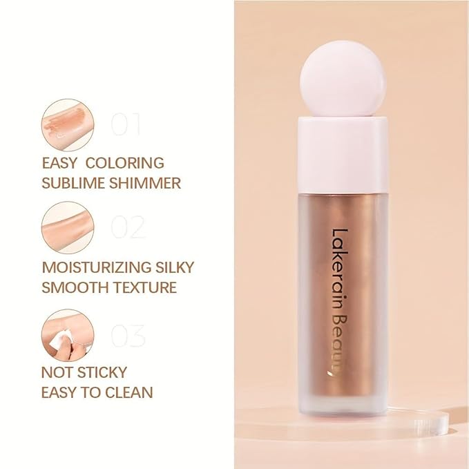 Liquid Highlighter, Contour Stick Makeup Highlighter for Face, Waterproof Luminous Lotion, Silky Smooth Glitter Highlighter Makeup Stick, Multi-Use Body Shimmer Liquid Bronzer 02# STARLIGHT