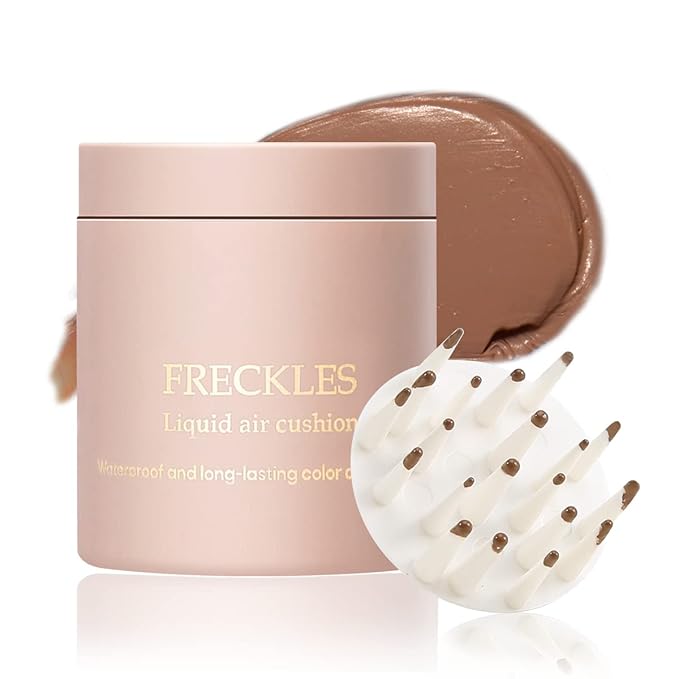 Boobeen Freckle Stamp Face Freckles Air Cushion Liquid Freckle Makeup Stamp Waterproof Fake Freckle Pen Long Lasting Quick Dry Small Spot Freckle Makeup, Create Natural Freckles Makeup