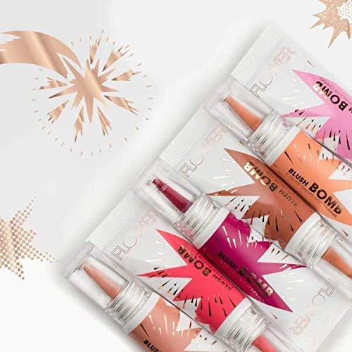 FLOWER Beauty By Drew Barrymore Liquid Blush Makeup Bomb Color Drops -Silky Lightweight Formula + Gel Cream Blush for Cheeks - Radiant + Glossy Finish - Buildable + Lightweight Formula - Cruelty-Free + Vegan (Nectar)