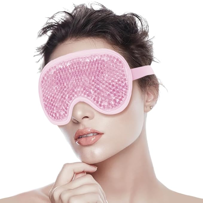 Cooling Eye Mask Gel Eye Mask Reusable Cold Eye Mask for Puffy Eyes, Eye Ice Pack Eye Mask with Soft Plush Backing for Dark Circles, Migraine, Stress Relief