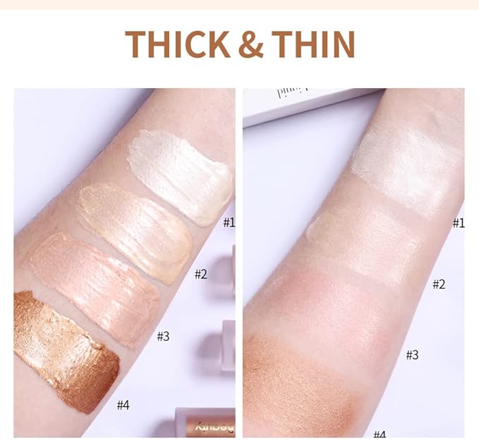 UNYOKE Liquid Highlighter, Highlighter makeup Stick，Makeup Highlighter Face Illuminator, Beauty Glow Highlight Body Shimmer, Waterproof Smooth Cream Highlighter, Longlasting Liquid Highlighter, Body Highlighter.-03#