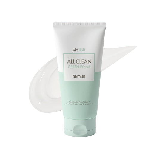 HEIMISH All Clean Green Foam Moisturizing Face Cleanser, Hydrating Gentle Gel Cleanser, Daily Face Wash for Sensitive Skin with Amino Acid, P.H 5.5, for Double Cleansing, Korean Skincare, 5.3oz/150g