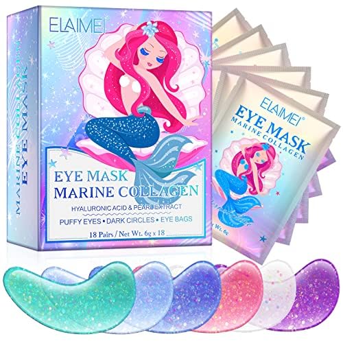 Under Eye Patches(12 Pairs), 6 Color Marine Collagen Eye Mask for Puffy Eyes, Dark Circles, Eye Bags, Wrinkles, Fine Lines.