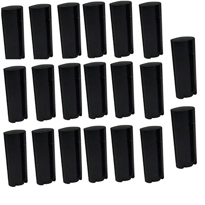 4.5g 0.15oz Empty Refillable Plastic DIY Lipstick Lip Balm Lip Gloss Tubes Holder Containers Oval Deodorant Crayon Tube Pipe Bottle Case (50pcs, Black)
