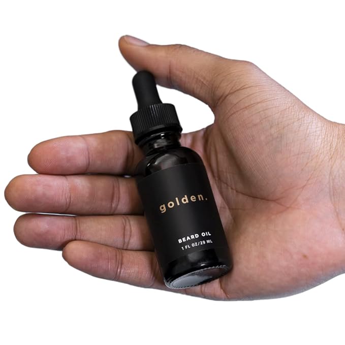 Golden Grooming Co. Beard Oil for Men - Nourishing & Organic Beard Moisturizer - Organic Oil for Beard Growth - All-Natural Formula with Vitamin E - Smooth and Soft Beard - 1 fl oz