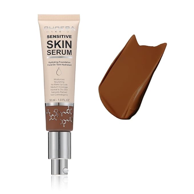 PHOERA Essence Foundation,Hydrating Waterproof and Light Long Lasting Hypoallergenic Full Coverage Foundation Serum. (N06 Mocha)