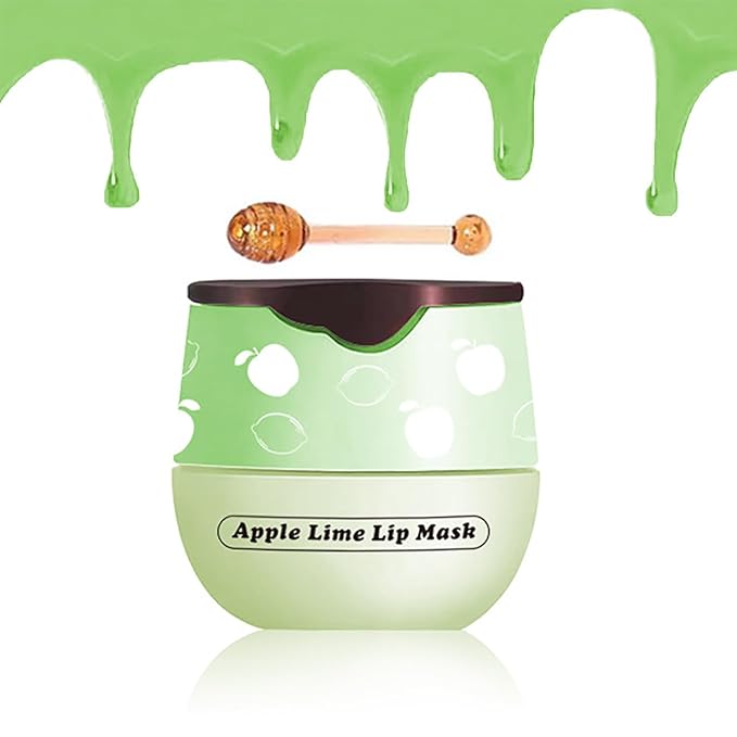 4 Packs Fruit Lip Balm Lip Mask, Moisturizing Lip Sleeping Mask, Hydrate Repair Prevent Dry Cracked Lip (Apple Lime)