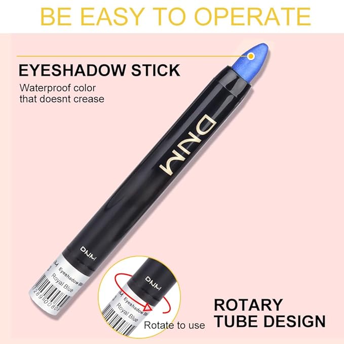 Kaely 8Pcs Cream Eyeshadow Stick Set, Pearl White Black Gray Khaki Royal Blue Vioiet Purple Silver, Shimmer Eyeliner Pencil Eye Shadow Sticks Palette Makeup for Older Women, sombras para ojos 01