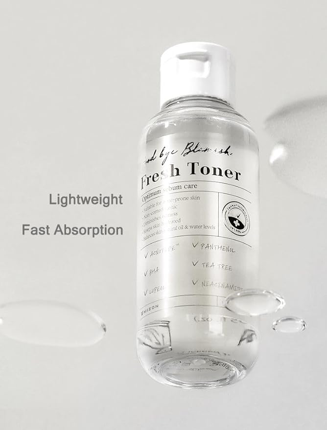 MIZON Goodbye Blemish Fresh Toner, BHA, Niacinamide for Excessive Sebum, Troubled Skin, Acne Treatment, Breakout Treatment, Korean Skincare, Acne Spot Treatment, Smooth Skin (120ml/4.05 fl. oz.)