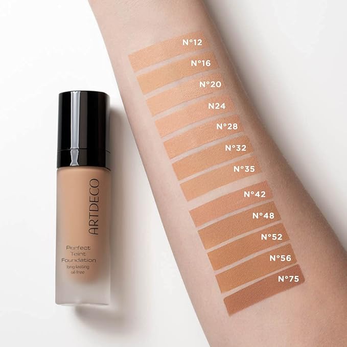 ARTDECO Perfect Teint Foundation - Soft Vanilla N°12 - Lightweight Liquid Formula - Medium to Full Coverage - Without Mask-Like Effect - Conceals Imperfections - Vegan Makeup - Hyaluron - 0.67 Fl Oz