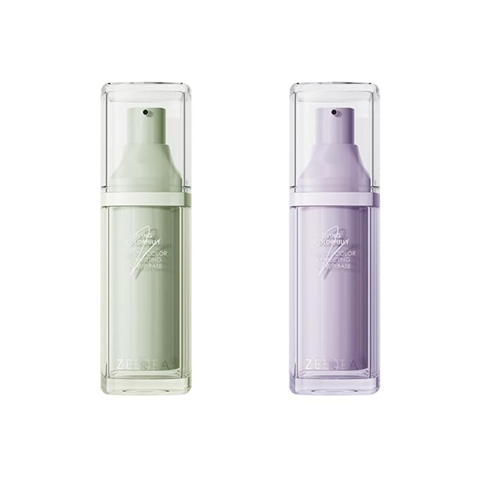 ZEESEA Correcting Face Primer for Brighten, Neutralizes Uneven Skin Tone and Facial Redness,Grips Makeup Base for Long-Lasting Wear,Cruelty-Free, Purple &Green