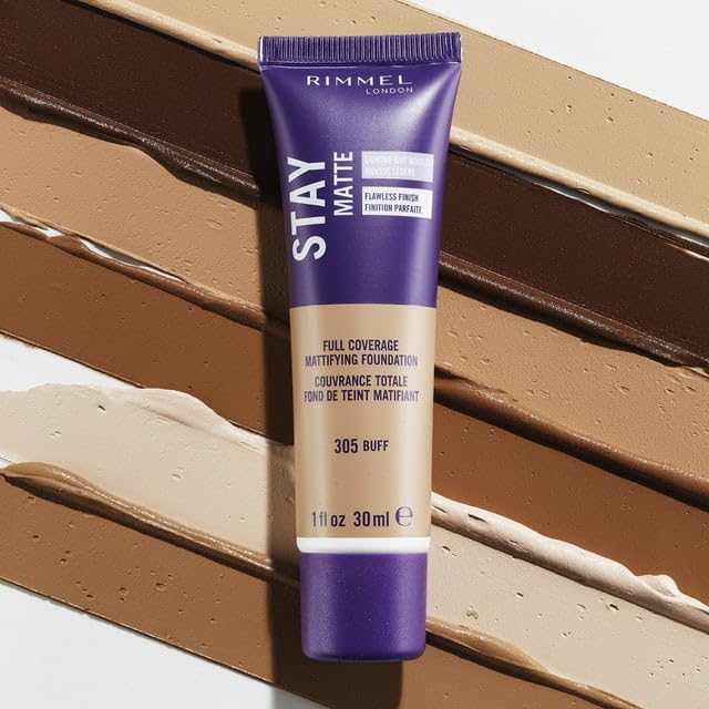 Rimmel London Stay Matte Liquid Mousse - 101 Porcelain Ivory - Foundation, Lightweight, Shine Control, Oil-Free, 1oz