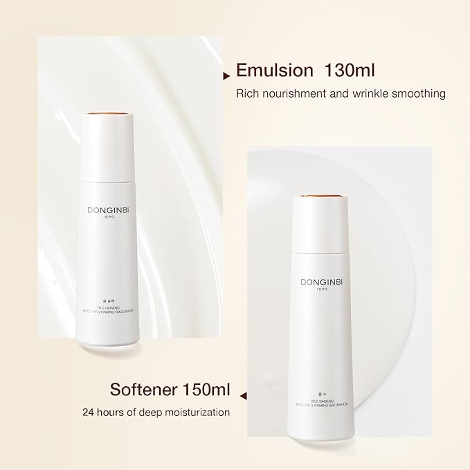 Donginbi Red Ginseng Moisturizing & Firming Set EX, Anti-Aging Korean Skin Care, Routine Kits for Smooth, Radiant Skin
