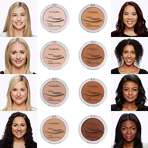 2 Pack PHOERA Matte Face Powder, Control Oil Brighten Skin Color Full Coverage Flawless Face Setting Loose Powder。208 - Espresso