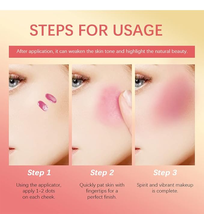MEICOLY Pink Matte Dewy Liquid Blush,Super Natural Cream Blush Stick for Cheeks,Silky Smooth Soft Pinch Long-Lasting Waterproof and Sweat proof Blush Makeup,Cruelty-Free,02,Happy,Rose
