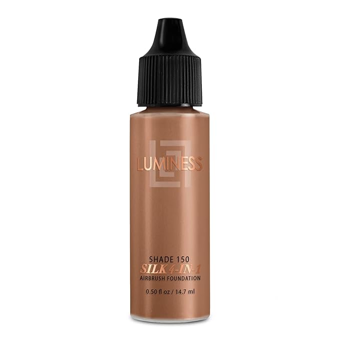 Luminess Air Silk 4-In-1 Airbrush Foundation- Foundation, Shade 150 (.5 Fl Oz) - Sheer to Medium Coverage-Anti-Aging Formula Hydrates and Moisturizes - Professional Makeup Kit for Cordless Air Brush