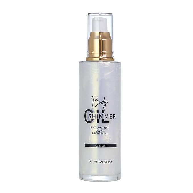 Shimmer Body Luminizer 5 Color Waterproof Smooth Face Body Glow Illuminator Non-sticky Liquid Body Highlight Illuminator for Face & Body & Leg (80 ML, 01 Pearl White)