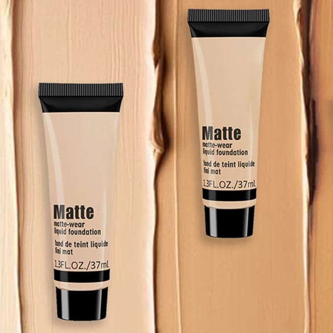 2 Pack Liquid Foundation Cream for Face Makeup,Durable Full Coverage Matte Concealer Make Up,Oil Control & Waterproof Base Primer -1+1 Fl.Oz (IVORY 6#)
