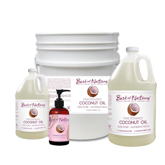 Best of Nature 100% Pure Fractionated Coconut Oil - Liquid MCT Massage & Body Oil, Unscented Moisturizer for Hair, Skin, Face, Aromatherapy Carrier for Essential Oils, 8 oz