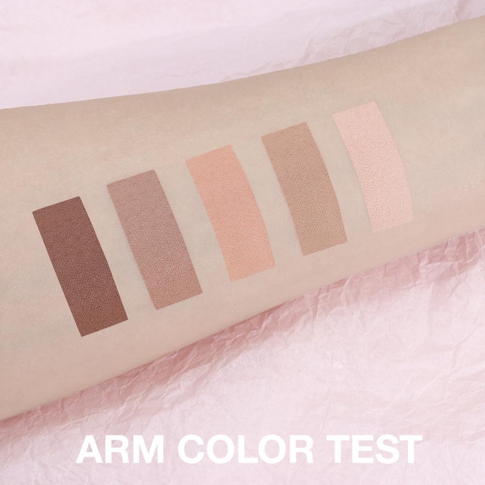 5 Colors Matte Nude Eyeshadow Makeup Palette, Nude Pink Brown Cocoa Neutral Matte Smokey Cream Mini Eye Shadow Palette Makeup for Older Women Blue Green Eyes, Contour Make up Palettes sombras de ojos