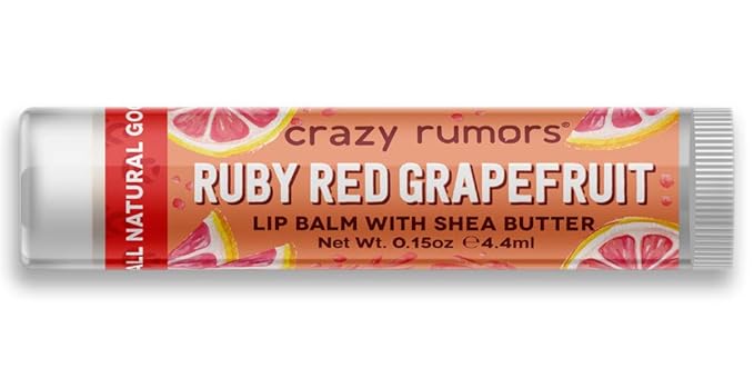Crazy Rumors Ruby Red Grapefruit Lip Balm. 100% Natural, Vegan, Plant-Based, Made in USA (1-Pack)