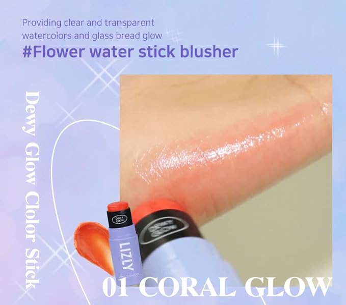 Vegan Blush Stick Multi Balm Cheek Stick Korean Make Up Dewy Glow Balm Stick sonrojo (01 Coral)