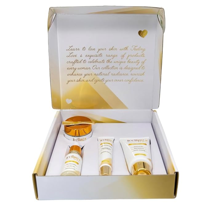 Introducing our exclusive Skincare Set: Cleanser, Serum, Essence Cream, and Eye Cream - Experience the Ultimate 4-Step Natural Beauty Routine for Achieving Radiant, Glowing Skin.