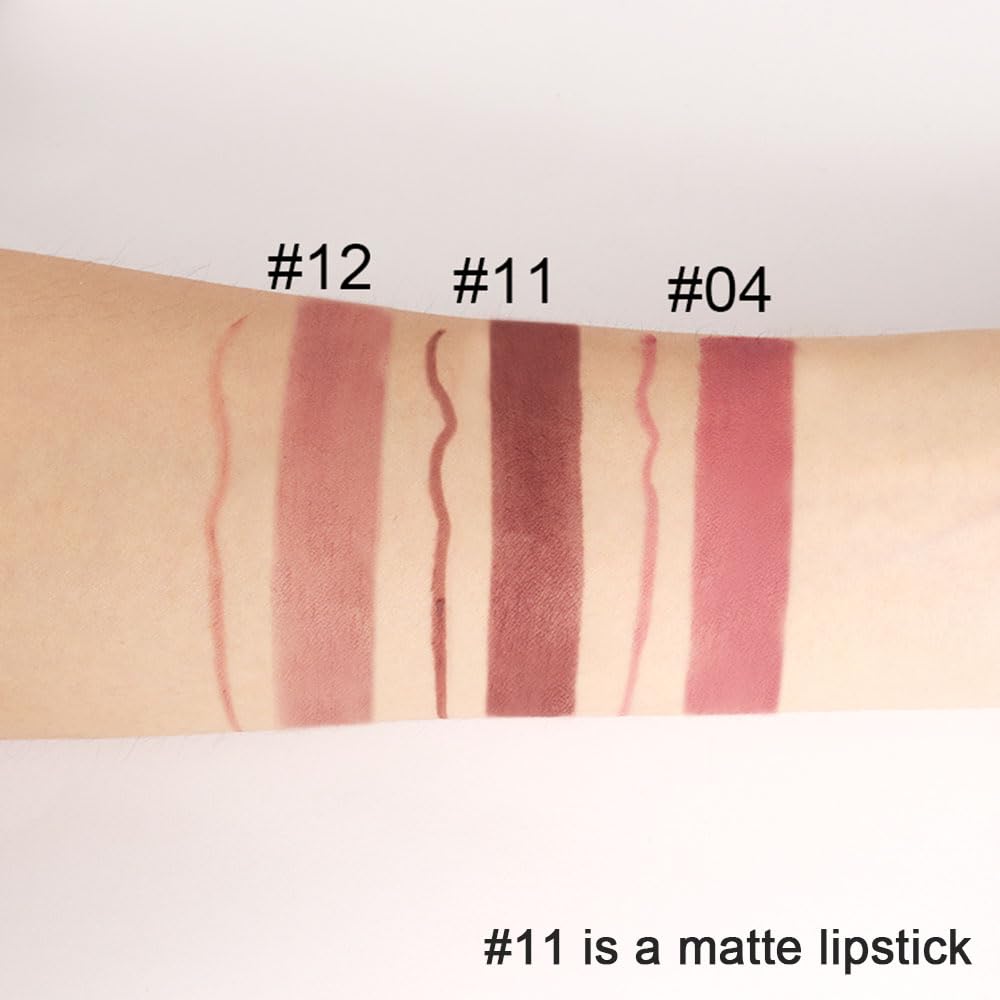 Kaely 2-in-1 Brown Lip Liner & Lipstick Set Kit for Women, Matte Lips Kit with Lip Liner Lip Stains Long Lasting Waterproof 24 Hour Lipstick and Lip Liners Combo Lipliners Pencil Set 11