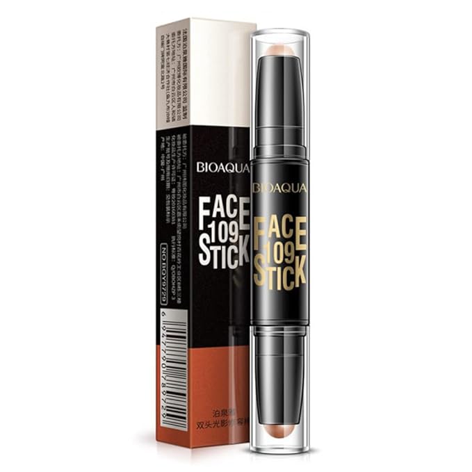 BIOAQUA Play 109 Face Stick Contour Duo 2 in 1 Highlighter Pencil (#02 IVORY WHITE / LIGHT COFFEE)