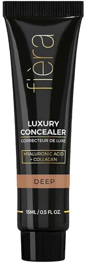 Fièra Luxury Concealer with Anti-Aging - All Day Coverage for Dark Circles, Fine Lines, Wrinkles & Spots - Deep, 0.5 Ounce