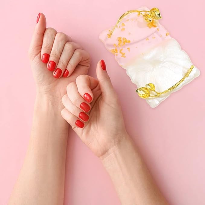 Resin Nail Art Palette, Nail Art Painting Palettes with Nail Palette Stirring Rod Gold Edge Nail Holder Nail Art Display Board Fashion Delicate Nail Tool Accessories, Type 4