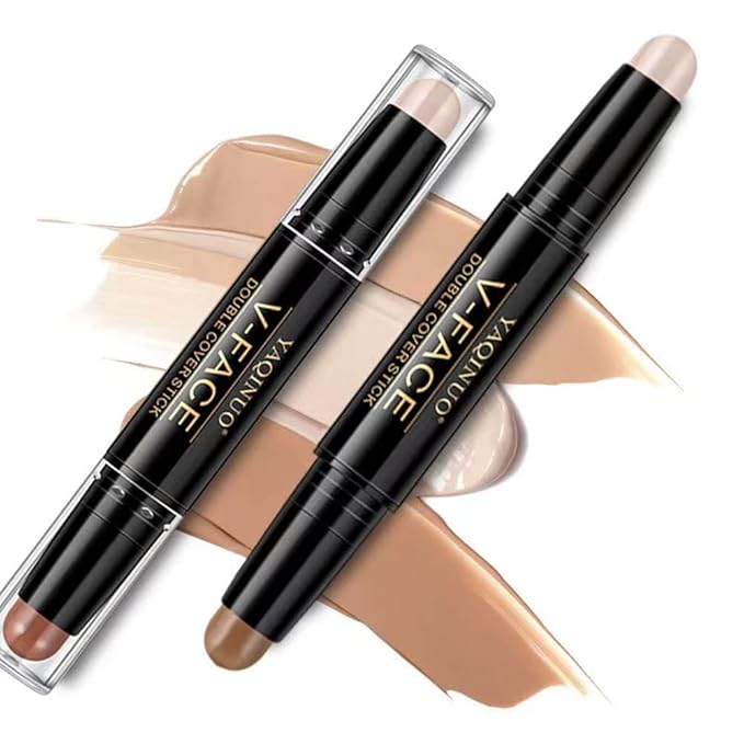 Double head outline pen, fluorescent pen stick, concealer, durable waterproof cosmetic pen, corrective makeup (#1)