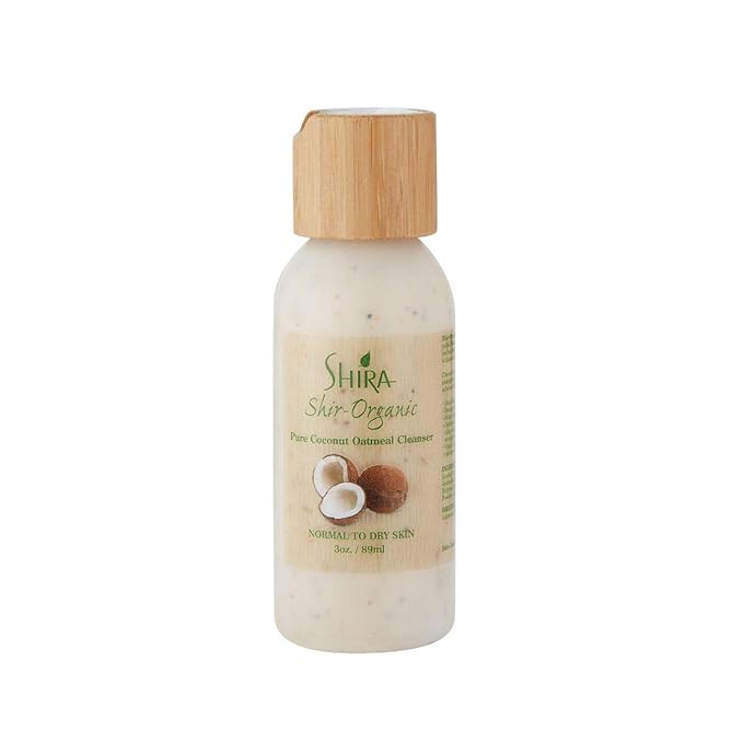 Shira Shir-Organic 4 pack for Normal to Dry Skin - Coconut Oatmeal Cleanser, Pomegranate Toner & Apricot Moisturizer & AHA Treatment Scrub