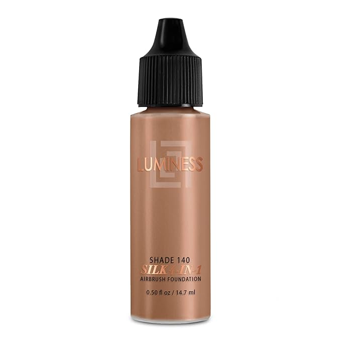 Luminess Air Silk 4-In-1 Airbrush Foundation- Foundation, Shade 140 (.5 Fl Oz) - Sheer to Medium Coverage - Anti-Aging Formula Hydrates and Moisturizes - Professional Makeup Kit for Cordless Air Brush