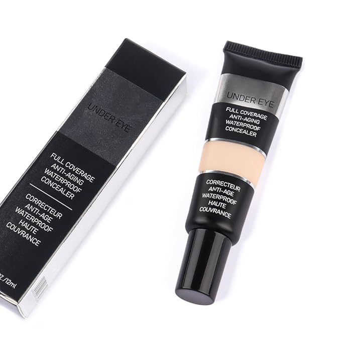 Pro Under Eye Full Coverage Liquid Concealer to Cover Dark Circles, Scars, Redness, Spots, Fine Lines, Corrector Anti-Aging Natural Finish, Moistening Smooth Cream, Waterproof 0.4 fl oz - Light#