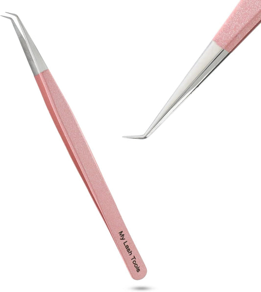 Isolation Lash Tweezers for Eyelash Extensions – 14cm Curved Tweezer, Japanese Stainless Steel, Best for Individual Isolation & Classic Lashes, Eyelash Twisers (Blush Pink)