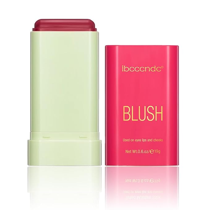 Multi-Use Makeup Blush Stick, 3-in-1 Cream Blush Stick Beauty Tinted Solid Blush Stick for Cheek/Eyes/Lips, Waterproof Moisturizer Stick, Suitable for All Skin (02# Hot Red)