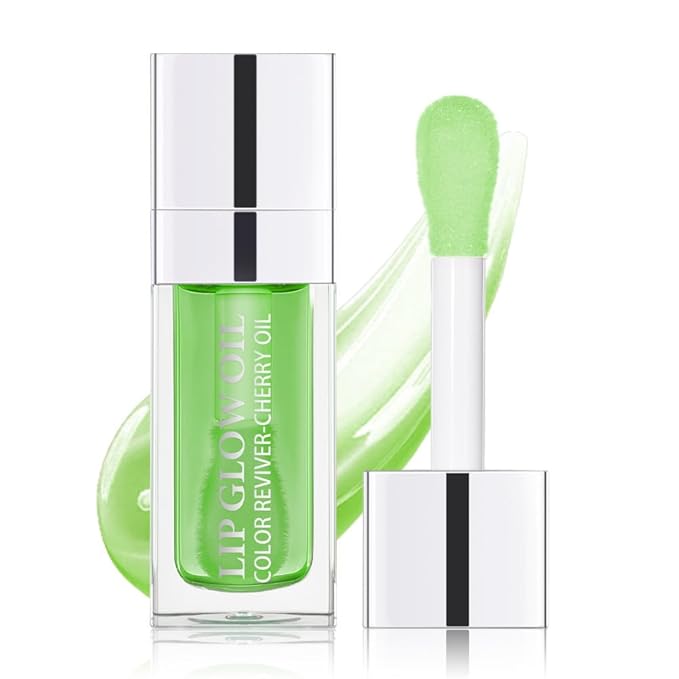 Moisturizing Lip Oil,No-Sticky Lip Gloss Lip Balm Lip Care,Fruit Flavoured Lip Oil For Dry Lip's Moisturizing Hydrating And Nourishing (016#GREEN APPLE) 0.2 OZ