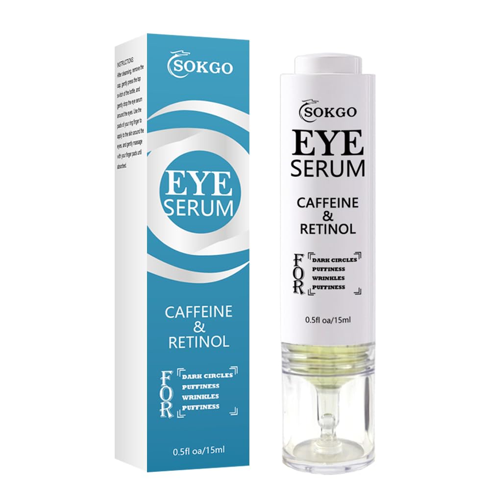 Caffeine Eye Serum, Retinol Eye Firming Serum for Dark Circles and Puffiness, Anti Aging Eye Serum with Hyaluronic Vitamin E, Smooth Fine Lines and Hydrate Eye Area