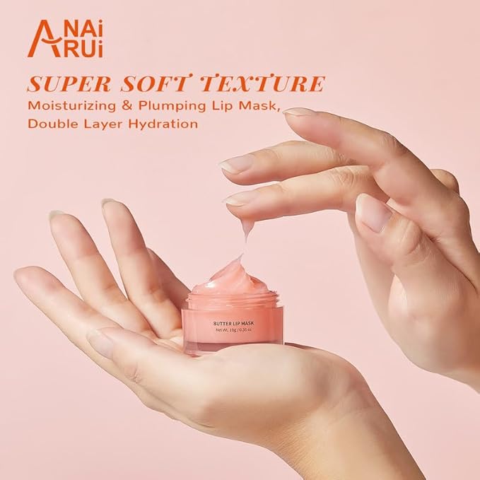 ANAIRUI Lip Mask Set, Lip Exfoliator Scrub & Moisturizer,Grapefruit Lip Care Kits With Lip Sleeping Mask & Sugar Lip Scrub, Lip Overnight Plumper Set for Dry, Chapped Lips