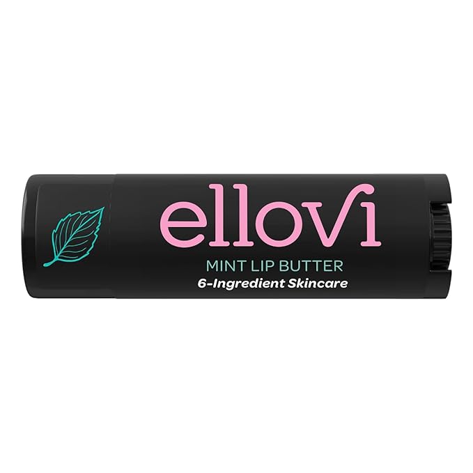 Natural Lip Butter Lip Balm - Mint - Pure Enough to Eat - Made With Just 6 Vegan Ingredients - Moisturizing Lip Care for All Day Hydration (Single)