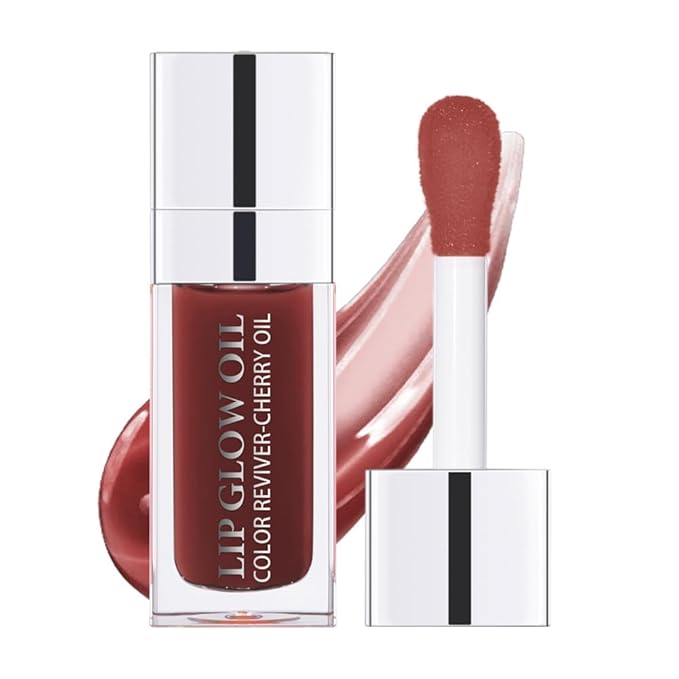 Moisturizing Lip Oil,No-Sticky Lip Gloss Lip Balm Lip Care,Fruit Flavoured Lip Oil For Dry Lip's Moisturizing Hydrating And Nourishing (020#MAHOGANY) 0.2 OZ