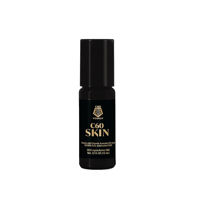 C60 Power - Skin Roll-On - Age-Defying Antioxidant Protection - Reduce Wrinkles, Heal Skin, Non-Greasy - Face, Body, Bug Bites, Scarring - Organic Avocado Oil, 99.99% Pure C60 Fullerenes
