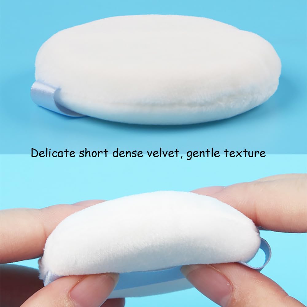 Ultra Soft Powder Puff and Container 3.3" High Density Velvet Dusting Washable Reusable Powder Puff,Body Powder Puff and Glass Jar Holder Loose Powder Box with Puff for Face Makeup(Amber)