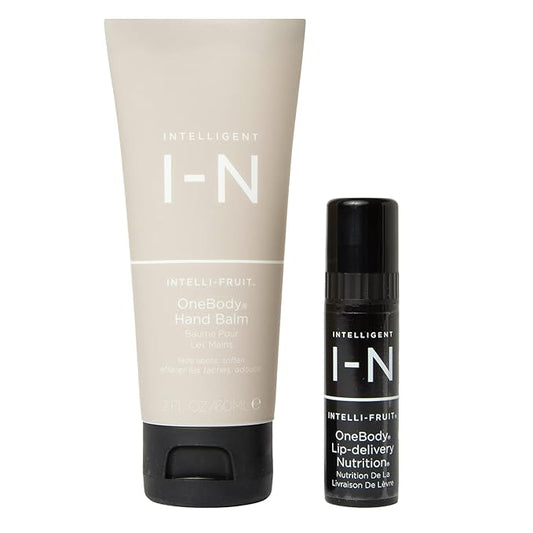 Intelligent Nutrients OneBody Hand Balm & Lip Delivery Nutrition Holiday Set - Help Soothe Dry Hands, Cuticles & Lips (2-Piece Set)