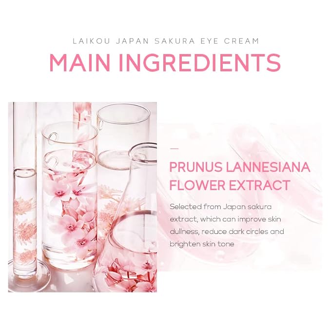 AKARY Sakura Eye Cream, Under Eye Cream to Reduce Dark Circles, Bags, Puffiness, Hydrate Undereye Area, Skincare Eye Cream with Hyaluronic Acid for All Skin Types