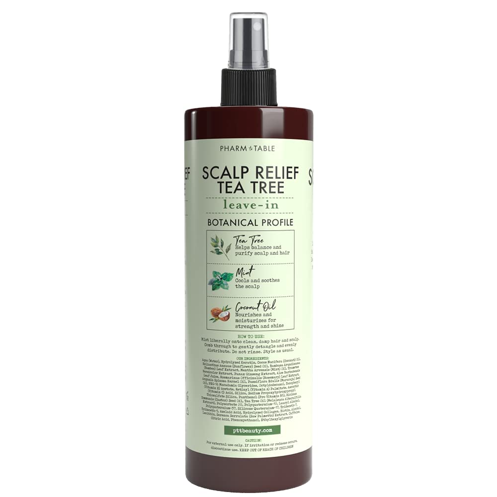 Leave In Conditioner Spray - Tee Trea Scalp Treatment - Anti-Dandruff and Dry & Itchy Scalp treatment, Hydrating & Medicated Formula for Psoriasis and Scalp Care - Detangles & Nourishes Hair.