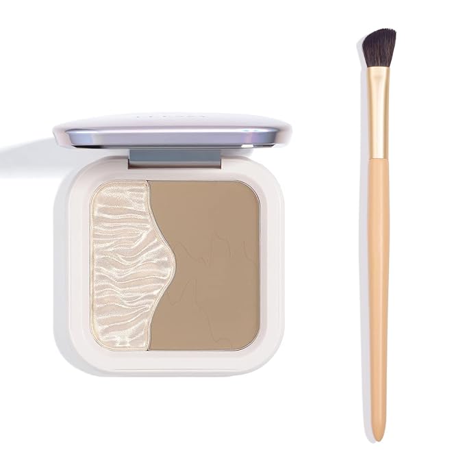 ELLESY Highlighter Makeup Palette Face Sculpting Highlighter Contouring Palette Lightweight Makeup Kit Silky Texture Contour Powder Palette with brush-C01