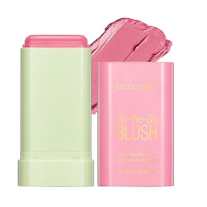 Multi-Use Makeup Blush Stick,Cream Blush Stick,Solid Moisturizer Stick,Waterproof Natural Nude Makeup,Tinted Solid Moisturizer Stick for Eyes Lips Cheek (1#Shy Pink)